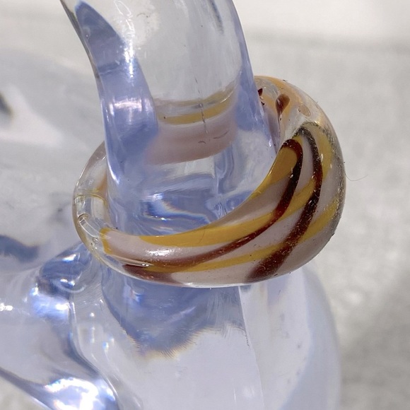 Vintage Art Glass Handmade Brown Cream Yellow Band Ring - Picture 5 of 11